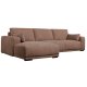 California-Sofa mit Chaiselongue links und 2 Armlehnen – rostfarbener Stoff und schwarzes Metall