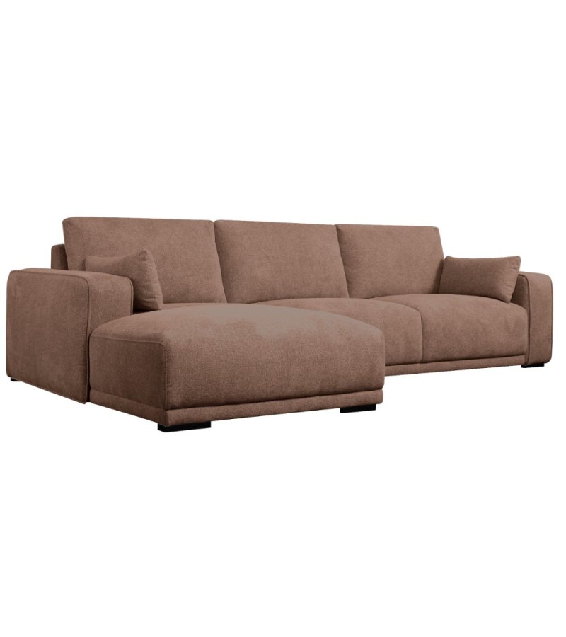 California-Sofa mit Chaiselongue links und 2 Armlehnen – rostfarbener Stoff und schwarzes Metall