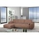 California-Sofa mit Chaiselongue links und 2 Armlehnen – rostfarbener Stoff und schwarzes Metall