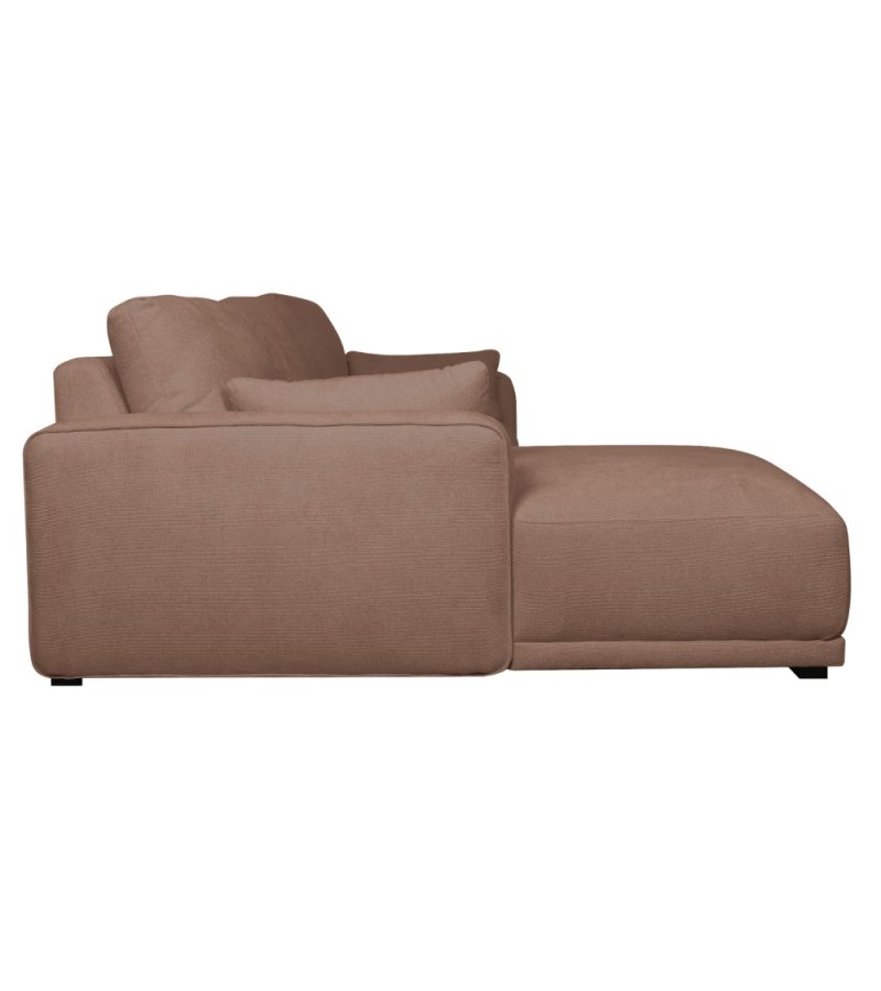 California-Sofa mit Chaiselongue links und 2 Armlehnen – rostfarbener Stoff und schwarzes Metall