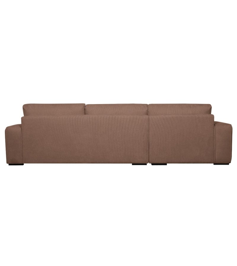California-Sofa mit Chaiselongue links und 2 Armlehnen – rostfarbener Stoff und schwarzes Metall