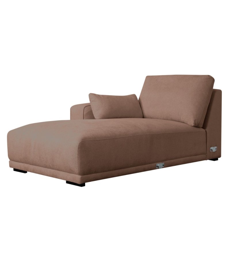 California-Sofa mit Chaiselongue links und 2 Armlehnen – rostfarbener Stoff und schwarzes Metall