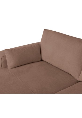 California-Sofa mit Chaiselongue links und 2 Armlehnen – rostfarbener Stoff und schwarzes Metall