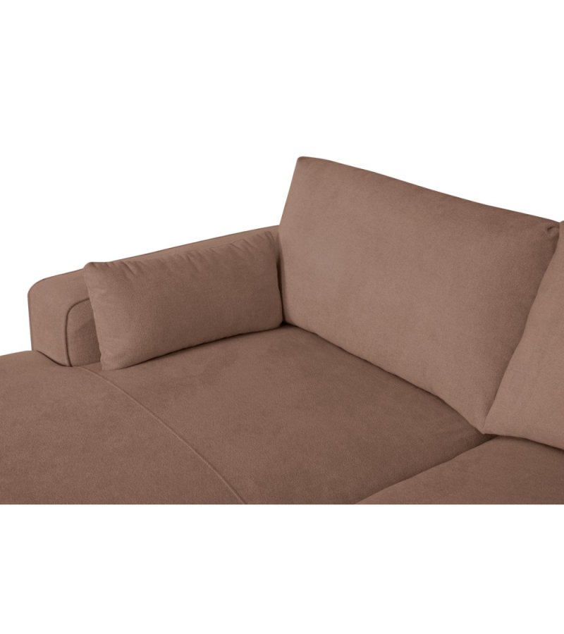 California-Sofa mit Chaiselongue links und 2 Armlehnen – rostfarbener Stoff und schwarzes Metall