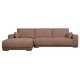California-Sofa mit Chaiselongue links und 2 Armlehnen – rostfarbener Stoff und schwarzes Metall