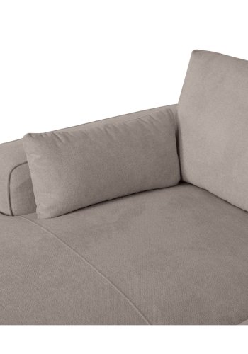 California-Sofa mit Chaiselongue links und 2 Armlehnen – brauner Stoff und schwarzes Metall