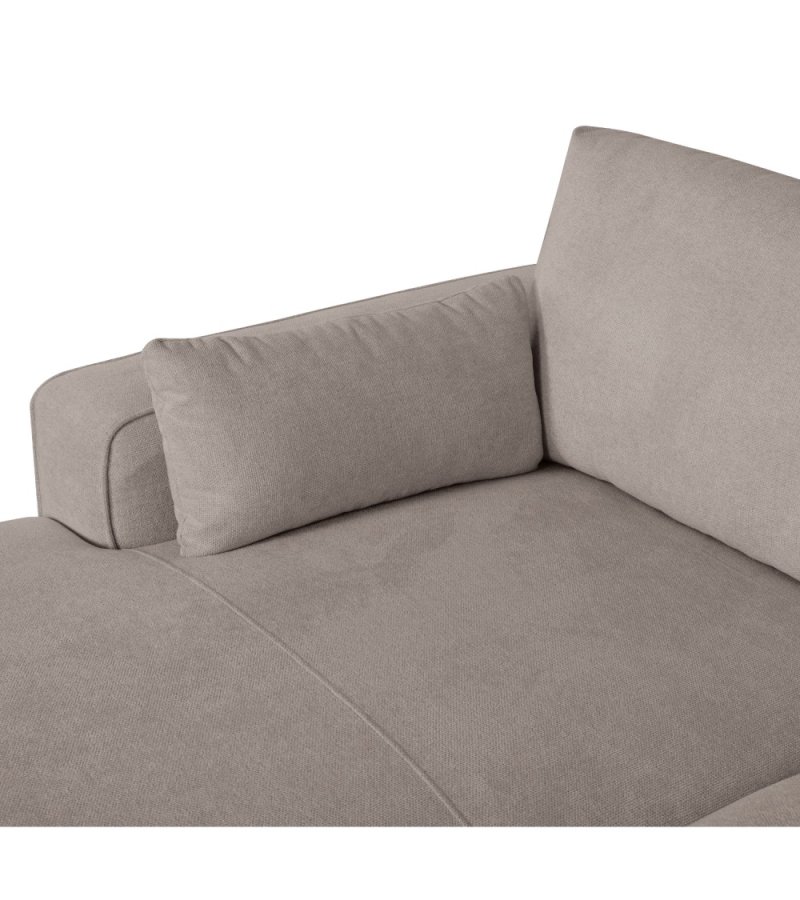 California-Sofa mit Chaiselongue links und 2 Armlehnen – brauner Stoff und schwarzes Metall