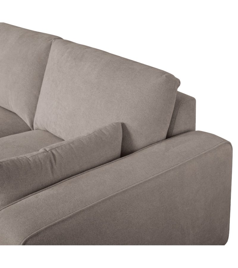 California-Sofa mit Chaiselongue links und 2 Armlehnen – brauner Stoff und schwarzes Metall
