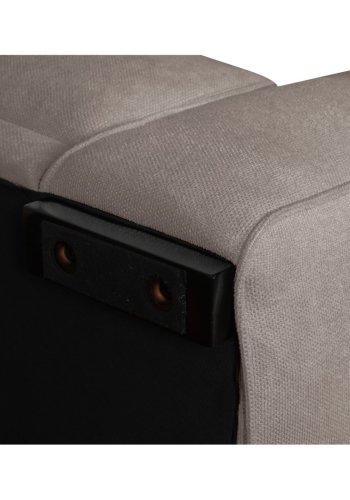 California-Sofa mit Chaiselongue links und 2 Armlehnen – brauner Stoff und schwarzes Metall