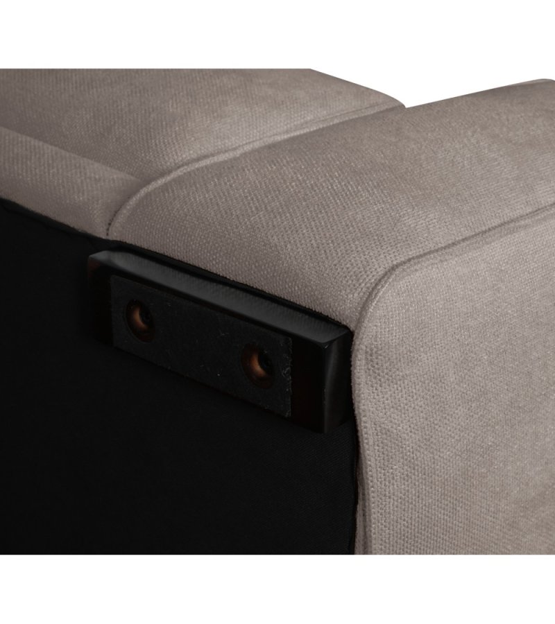 California-Sofa mit Chaiselongue links und 2 Armlehnen – brauner Stoff und schwarzes Metall