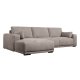 California-Sofa mit Chaiselongue links und 2 Armlehnen – brauner Stoff und schwarzes Metall