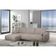 California-Sofa mit Chaiselongue links und 2 Armlehnen – brauner Stoff und schwarzes Metall