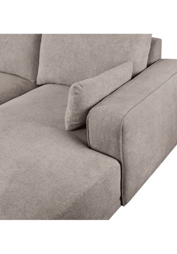 California-Sofa mit Chaiselongue links und 2 Armlehnen – brauner Stoff und schwarzes Metall