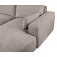 California-Sofa mit Chaiselongue links und 2 Armlehnen – brauner Stoff und schwarzes Metall
