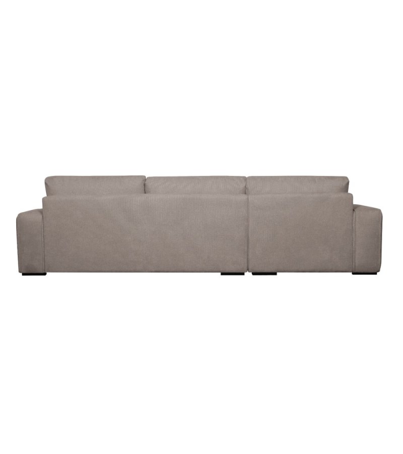California-Sofa mit Chaiselongue links und 2 Armlehnen – brauner Stoff und schwarzes Metall
