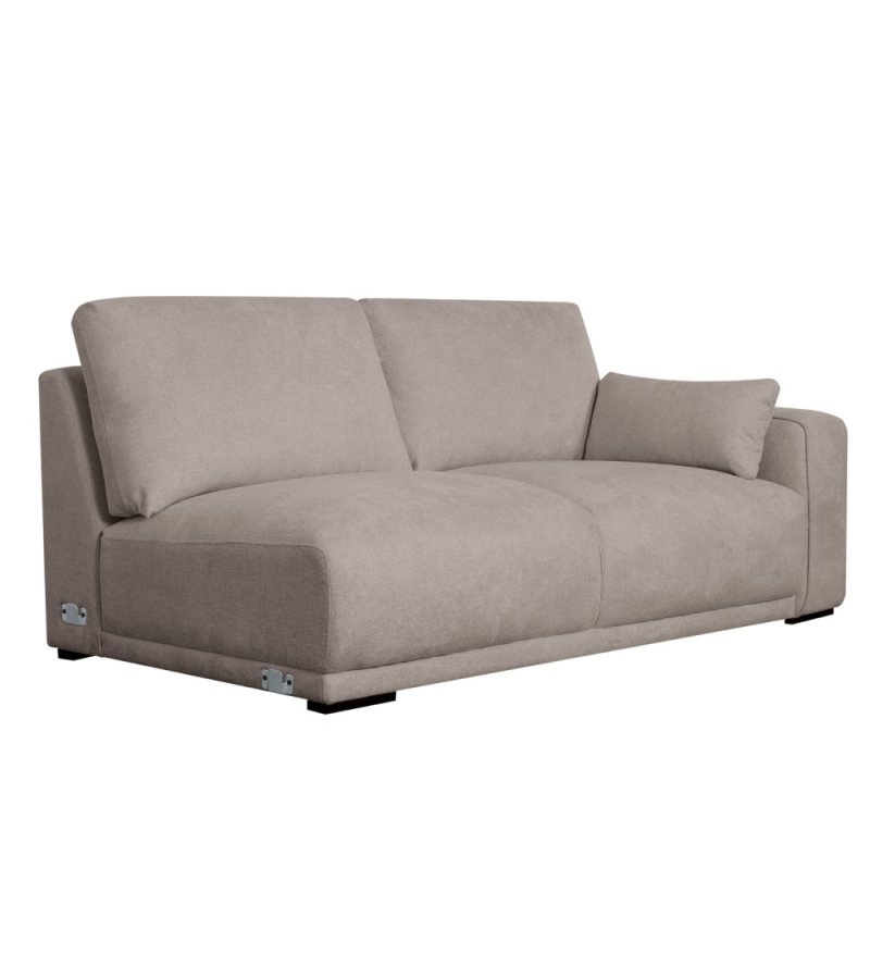California-Sofa mit Chaiselongue links und 2 Armlehnen – brauner Stoff und schwarzes Metall