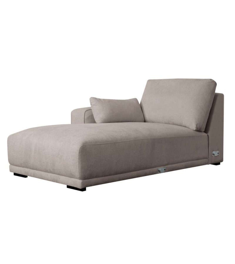 California-Sofa mit Chaiselongue links und 2 Armlehnen – brauner Stoff und schwarzes Metall