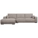 California-Sofa mit Chaiselongue links und 2 Armlehnen – brauner Stoff und schwarzes Metall