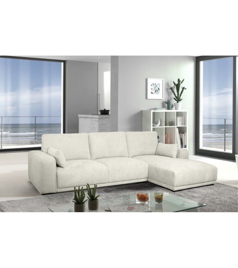 California sofa, med hyre sjeselong og 2 armlener - ekte stoff og svart metall