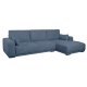 California-Sofa mit Chaiselongue rechts und 2 Armlehnen – blauer Stoff und schwarzes Metall