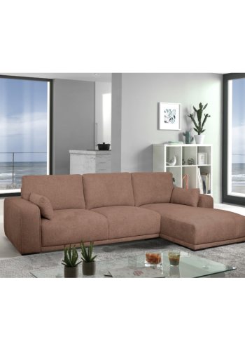California sofa, med hyre sjeselong og 2 armlener - ruststoff og sort metall