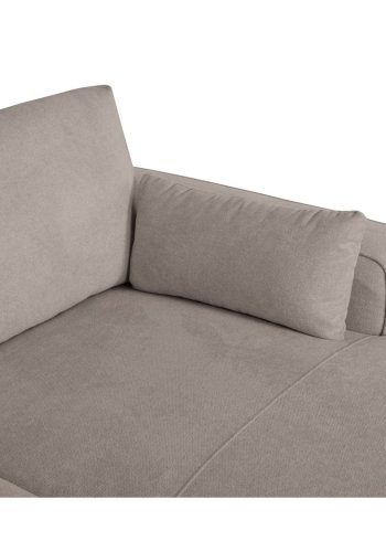 California-Sofa mit Chaiselongue rechts und 2 Armlehnen – brauner Stoff und schwarzes Metall