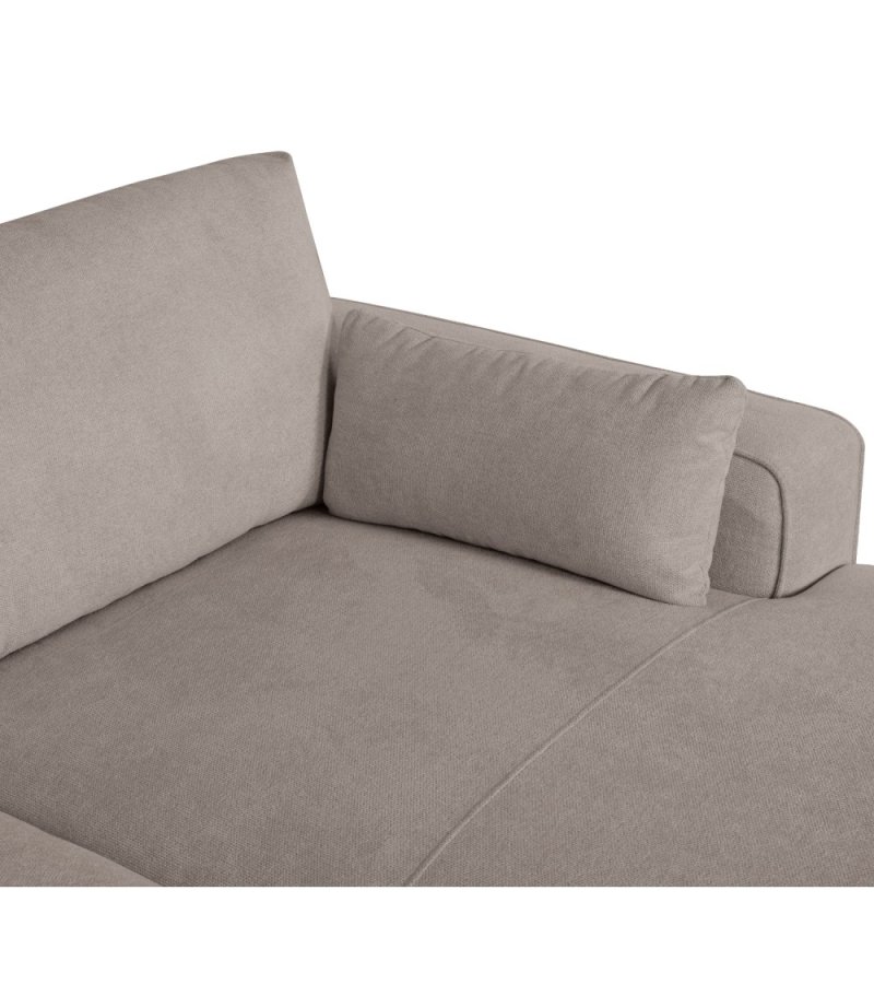 California-Sofa mit Chaiselongue rechts und 2 Armlehnen – brauner Stoff und schwarzes Metall
