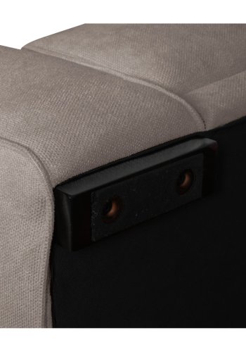 California-Sofa mit Chaiselongue rechts und 2 Armlehnen – brauner Stoff und schwarzes Metall