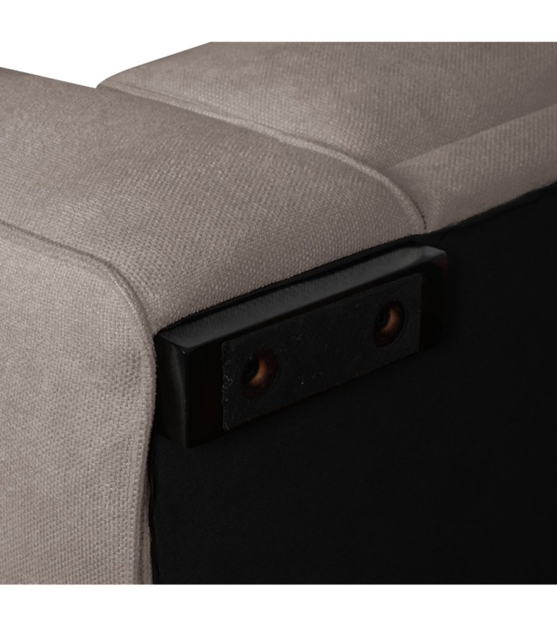 California-Sofa mit Chaiselongue rechts und 2 Armlehnen – brauner Stoff und schwarzes Metall