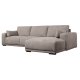 California-Sofa mit Chaiselongue rechts und 2 Armlehnen – brauner Stoff und schwarzes Metall