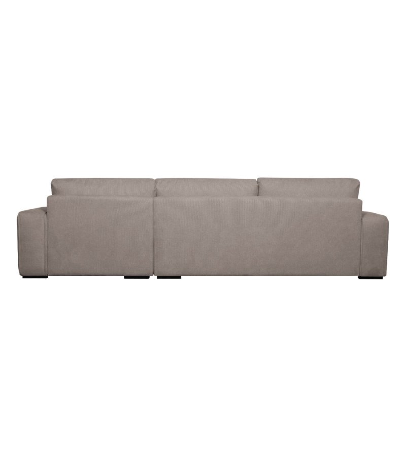 California-Sofa mit Chaiselongue rechts und 2 Armlehnen – brauner Stoff und schwarzes Metall