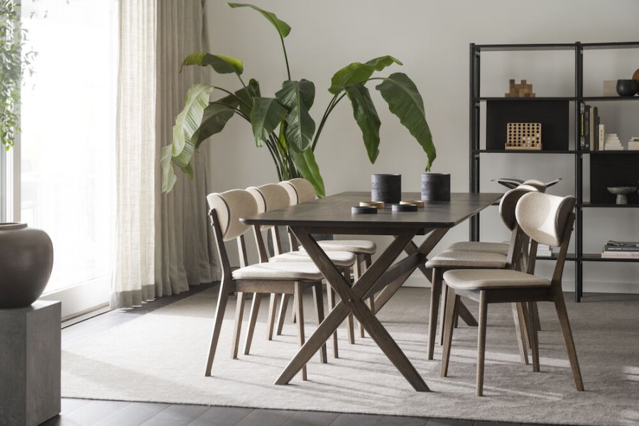 ROWICO Calverton spisebord, med uttrekk - brun eikefiner og eik (230x95)