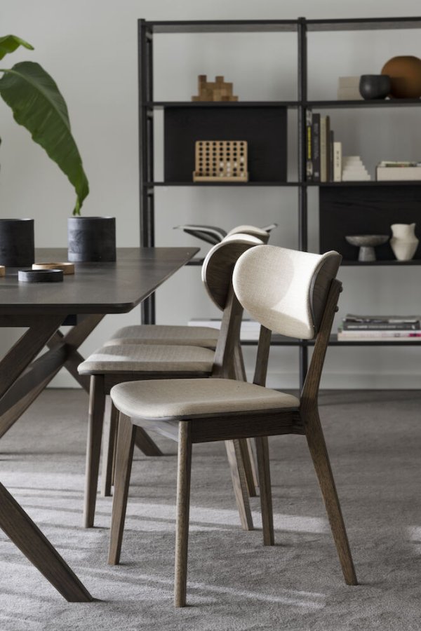 ROWICO Kato spisebordsstol - beige stof og brun eg