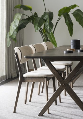 ROWICO Kato spisebordsstol - beige stof og brun eg