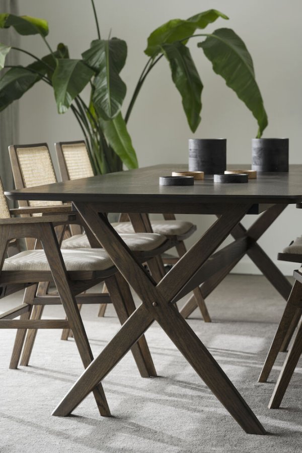 ROWICO Calverton spisebord, med uttrekk - brun eikefiner og eik (230x95)