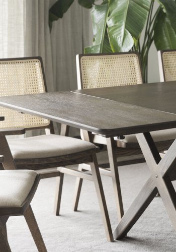 ROWICO Calverton spisebord, med uttrekk - brun eikefiner og eik (230x95)