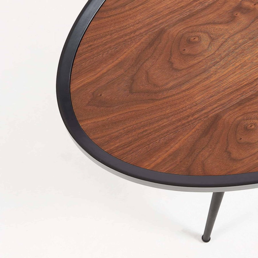 KAVE HOME Kamelia sofabord - brun/svart valnttfinish/metall, oval (102x56)