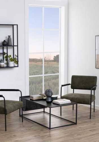 ACT NORDIC Seaford vegghylle - sort melamin ask/metall, m. 3 hyller