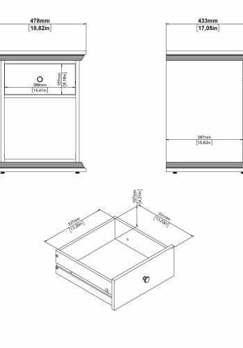 TVILUM North Sengebord med 1 skuffe, Hvid, 47,8 x 43,3 x 63,4 cm