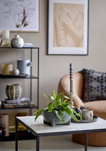 BLOOMINGVILLE Twist Candle, Gr, Parafin, Sett med 4, D2,2xH30 cm