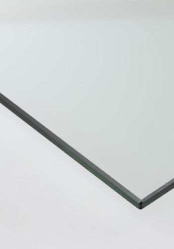 ACT NORDIC Randolf Couchtisch, mit 2 Ablagen - Klarglas, Melamin Wildeiche natur, mattschwarzer Stahl (80x80)