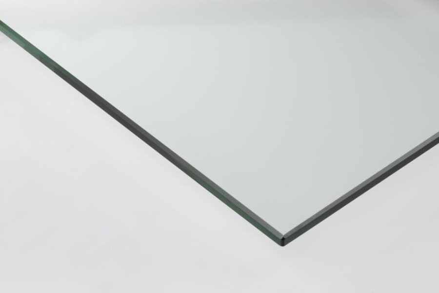 ACT NORDIC Randolf Couchtisch, mit 2 Ablagen - Klarglas, Melamin Wildeiche natur, mattschwarzer Stahl (80x80)