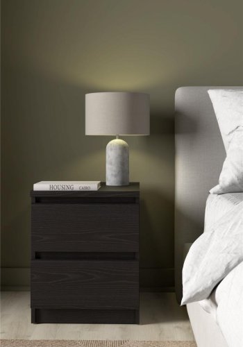 TVILUM Naia sengebord, m. 2 skuffer - sort folie og plastik (40,4x50)