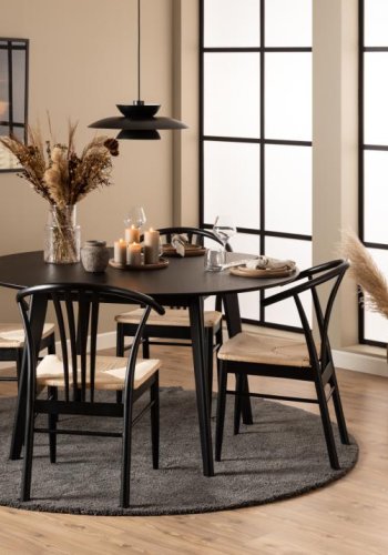 ACT NORDIC I_York spisebordsstol, m. armln - offwhite papir reb og sort eg