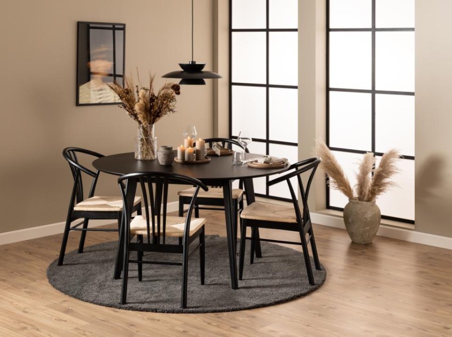 ACT NORDIC I_York spisebordsstol, m. armln - offwhite papir reb og sort eg