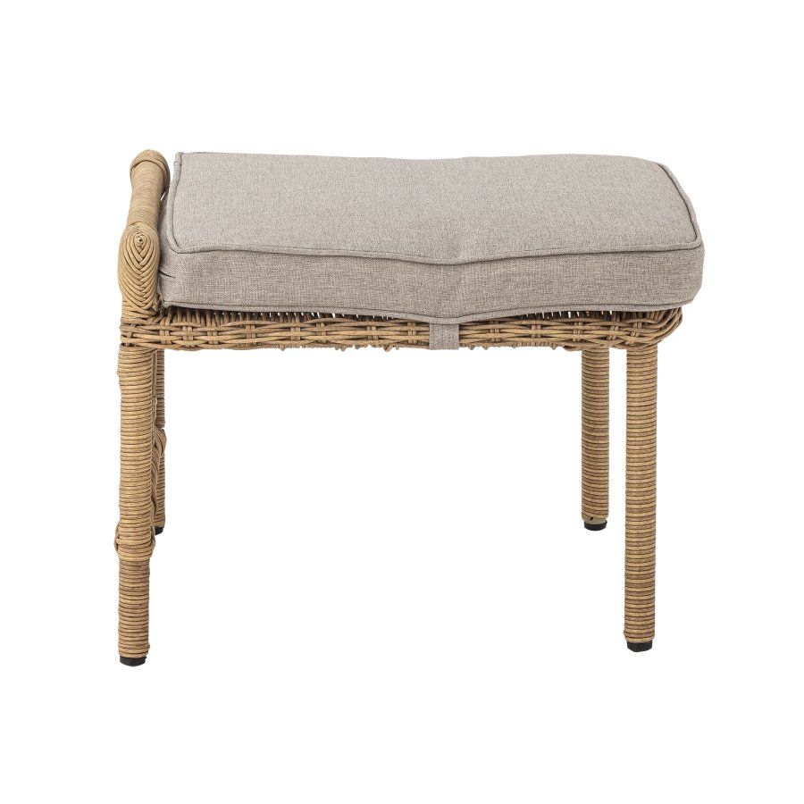 BLOOMINGVILLE Belluce Outdoor Loungesessel, mit Hocker, Armlehnen und Kissen – natürliches Polyrattan