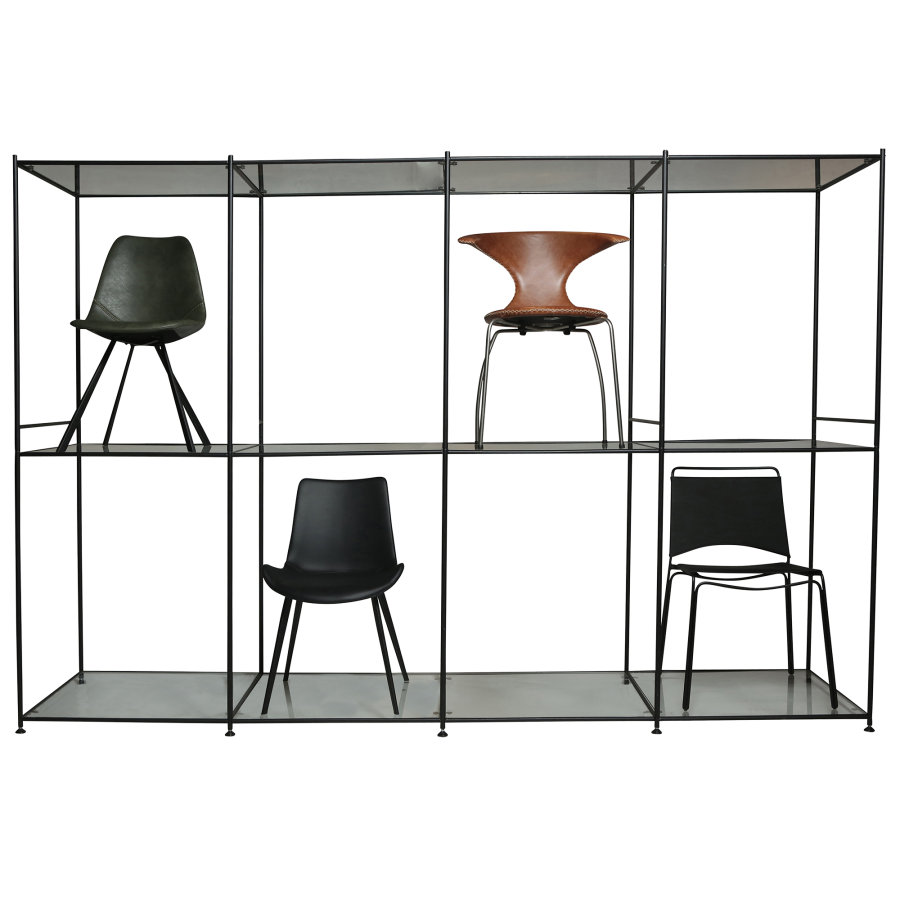 DAN-FORM DAN-FORM stoledisplay med plads til 8 stole, m. glashylder - sort lak