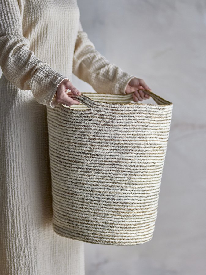 BLOOMINGVILLE Selena-kurv, hvit, jute