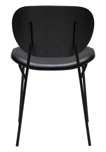 DANFORM Clementina Esszimmerstuhl - Rabenschwarzes Kunstleder/schwarz gebeiztes Eschenfurnier/schwarzer Stahl