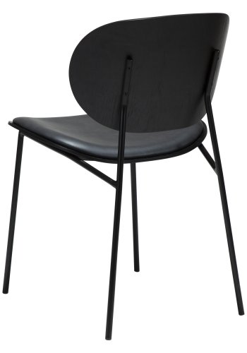 DANFORM Clementina Esszimmerstuhl - Rabenschwarzes Kunstleder/schwarz gebeiztes Eschenfurnier/schwarzer Stahl